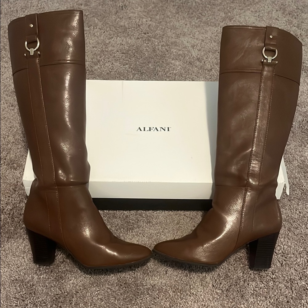 Alfani Brown Heeled Boots Classic Design